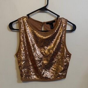 Forever 21 Rose Gold Sequin Crop Top